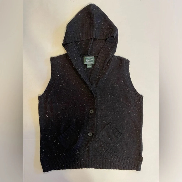 Woolrich Black Flecked Button down Hood Vest Size XL - Picture 6 of 6